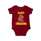 Transform Your Little Mans Look With "Mom & Dad Treasure" Casual Romper - MAROON - 0 - 3 Months Old (Chest 16")