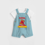 Transform Your Little Mans Look With "Mom & Dad Treasure" Customized Dungaree set - ARCTIC BLUE - 0 - 5 Months Old (Chest 18")