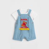 Transform Your Little Mans Look With "Mom & Dad Treasure" Customized Dungaree set - SKY BLUE - 0 - 5 Months Old (Chest 18")