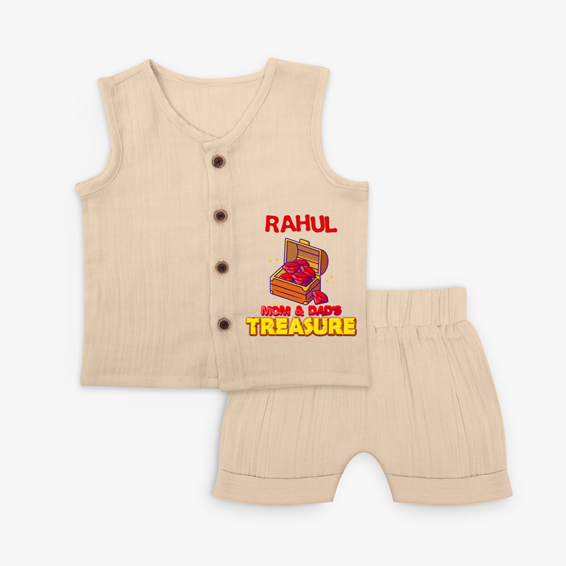 Transform Your Little Mans Look With "Mom & Dad Treasure" Customized Jabla set - CREAM - 0 - 3 Months Old (Chest 9.8")