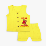 Transform Your Little Mans Look With "Mom & Dad Treasure" Customized Jabla set - YELLOW - 0 - 3 Months Old (Chest 9.8")