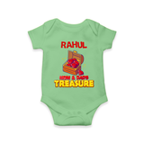 Transform Your Little Mans Look With "Mom & Dad Treasure" Casual Romper - GREEN - 0 - 3 Months Old (Chest 16")