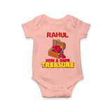 Transform Your Little Mans Look With "Mom & Dad Treasure" Casual Romper - PEACH - 0 - 3 Months Old (Chest 16")