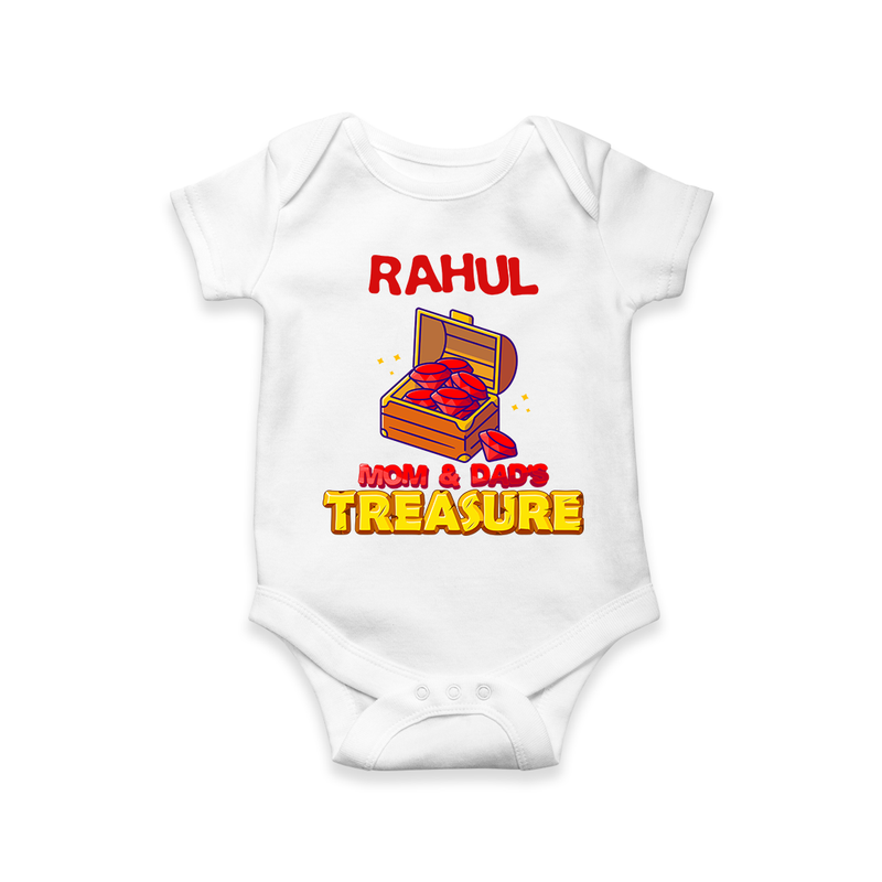 Transform Your Little Mans Look With "Mom & Dad Treasure" Casual Romper - WHITE - 0 - 3 Months Old (Chest 16")