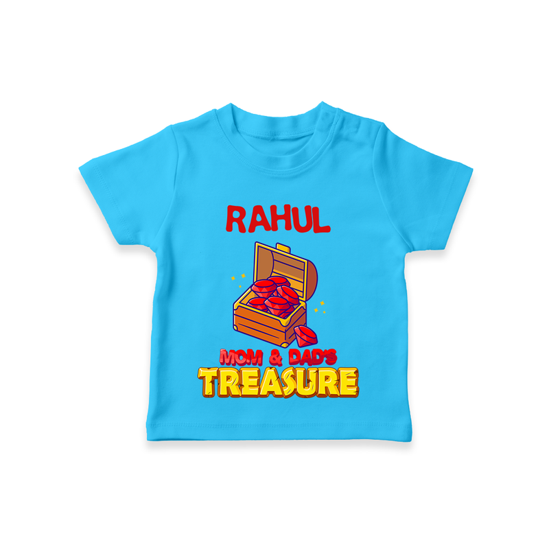 Transform Your Little Mans Look With "Mom & Dad Treasure" Casual T-Shirts - SKY BLUE - 0 - 5 Months Old (Chest 17")