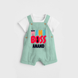 Upgrade Your Boys Wardrobe With Our "Mini Boss" Customized Dungaree set - MINT GREEN - 0 - 5 Months Old (Chest 18")