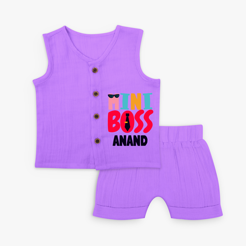 Upgrade Your Boys Wardrobe With Our "Mini Boss" Customized Jabla set - PURPLE - 0 - 3 Months Old (Chest 9.8")