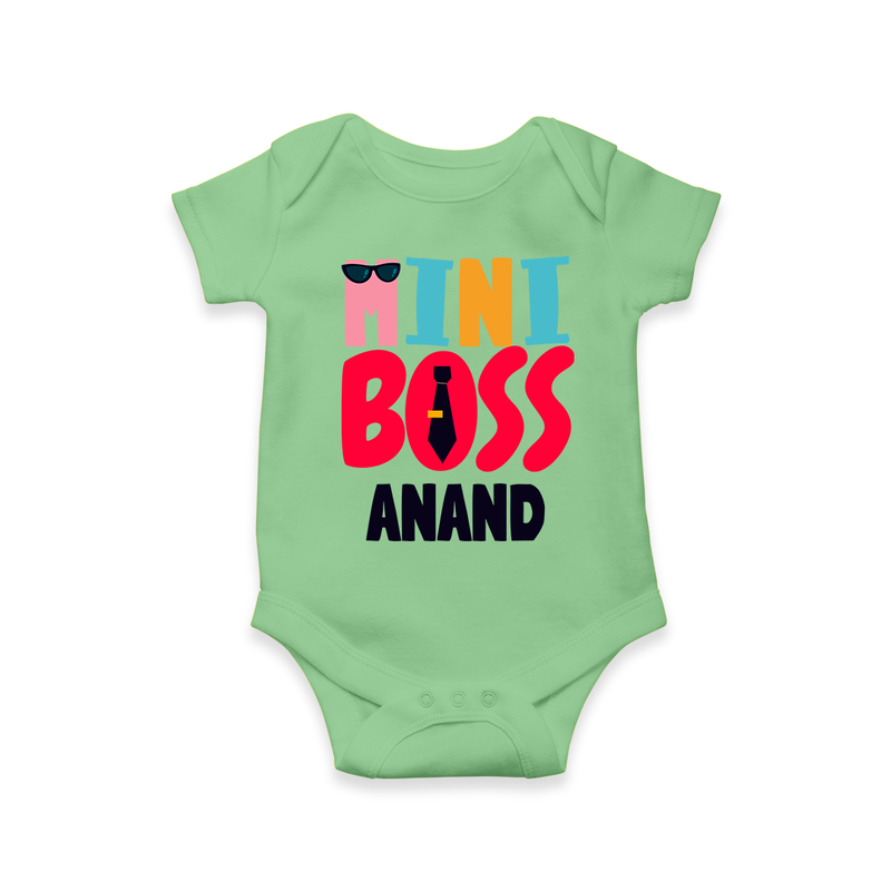 Upgrade Your Boys Wardrobe With Our "Mini Boss" Customized Romper - GREEN - 0 - 3 Months Old (Chest 16")