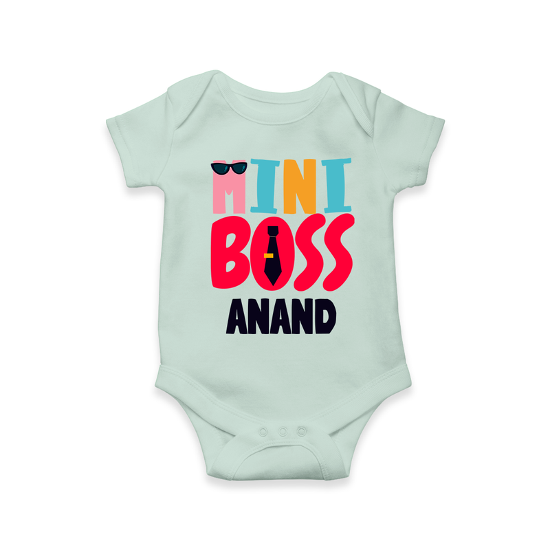 Upgrade Your Boys Wardrobe With Our "Mini Boss" Customized Romper - MINT GREEN - 0 - 3 Months Old (Chest 16")