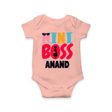 Upgrade Your Boys Wardrobe With Our "Mini Boss" Customized Romper - PEACH - 0 - 3 Months Old (Chest 16")