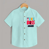 Upgrade Your Boys Wardrobe With Our "Mini Boss" Casual Shirts - ARCTIC BLUE - 0 - 6 Months Old (Chest 21")