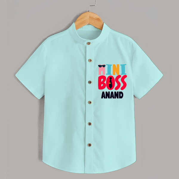 Upgrade Your Boys Wardrobe With Our "Mini Boss" Casual Shirts - ARCTIC BLUE - 0 - 6 Months Old (Chest 21")