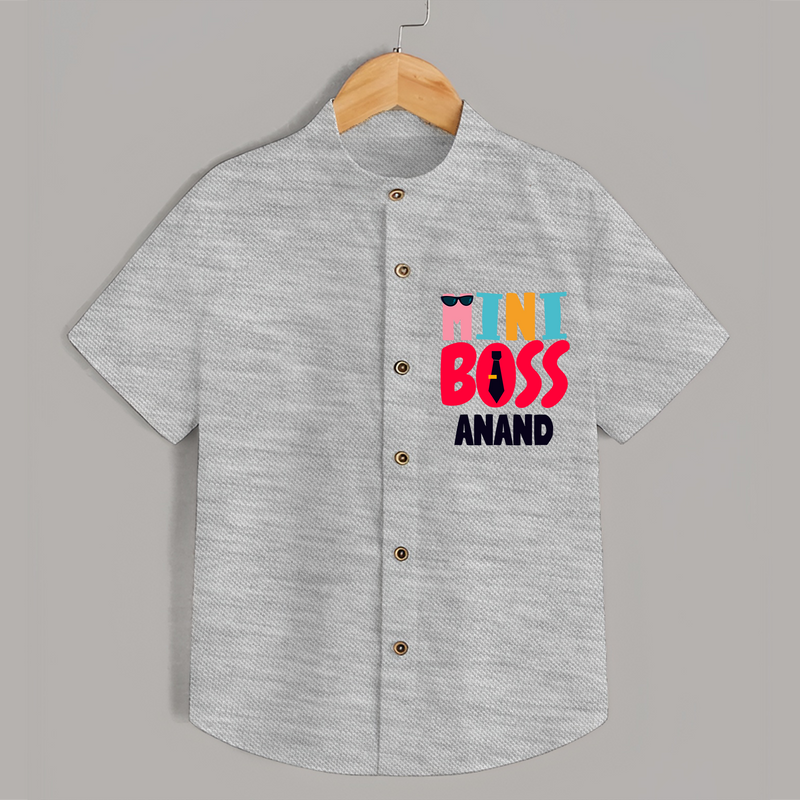 Upgrade Your Boys Wardrobe With Our "Mini Boss" Casual Shirts - GREY MELANGE - 0 - 6 Months Old (Chest 21")