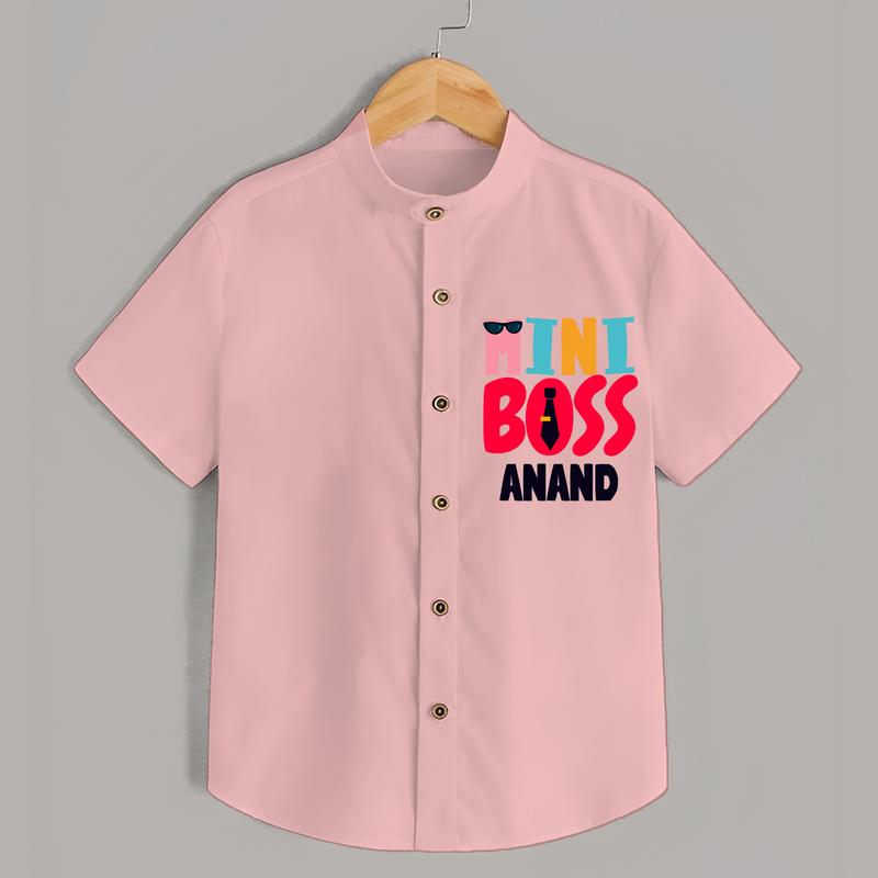 Upgrade Your Boys Wardrobe With Our "Mini Boss" Casual Shirts - PEACH - 0 - 6 Months Old (Chest 21")