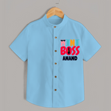 Upgrade Your Boys Wardrobe With Our "Mini Boss" Casual Shirts - SKY BLUE - 0 - 6 Months Old (Chest 21")