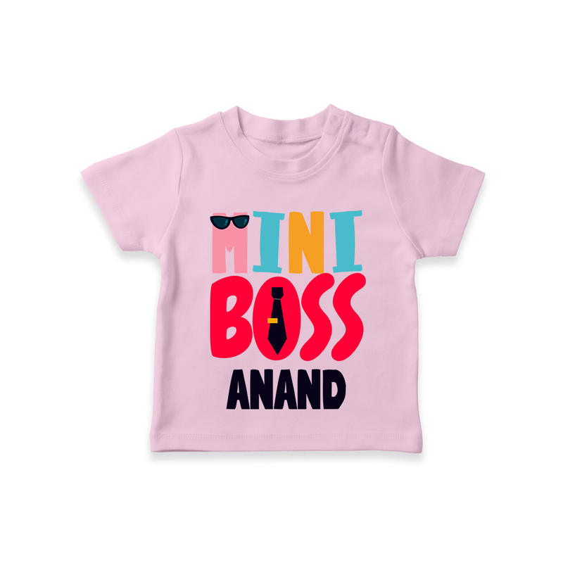 Upgrade Your Boys Wardrobe With Our "Mini Boss" Casual T-Shirts - PINK - 0 - 5 Months Old (Chest 17")