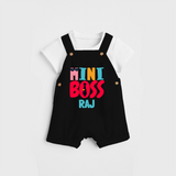 Upgrade Your Boys Wardrobe With Our "Mini Boss" Customized Dungaree set - BLACK - 0 - 5 Months Old (Chest 18")