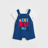 Upgrade Your Boys Wardrobe With Our "Mini Boss" Customized Dungaree set - COBALT BLUE - 0 - 5 Months Old (Chest 18")