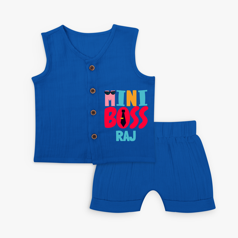 Upgrade Your Boys Wardrobe With Our "Mini Boss" Customized Jabla set - MIDNIGHT BLUE - 0 - 3 Months Old (Chest 9.8")