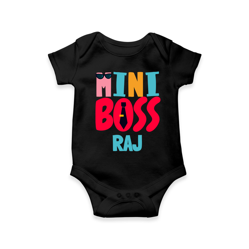 Upgrade Your Boys Wardrobe With Our "Mini Boss" Customized Romper - BLACK - 0 - 3 Months Old (Chest 16")