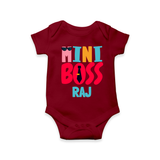 Upgrade Your Boys Wardrobe With Our "Mini Boss" Customized Romper - MAROON - 0 - 3 Months Old (Chest 16")