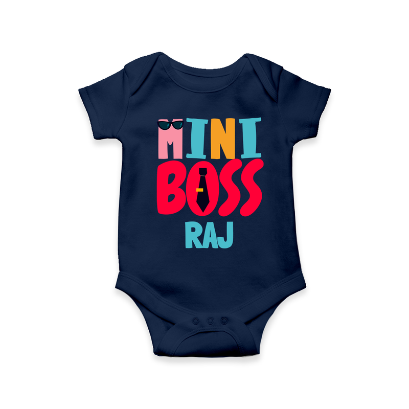 Upgrade Your Boys Wardrobe With Our "Mini Boss" Customized Romper - NAVY BLUE - 0 - 3 Months Old (Chest 16")