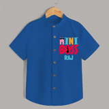 Upgrade Your Boys Wardrobe With Our "Mini Boss" Casual Shirts - COBALT BLUE - 0 - 6 Months Old (Chest 21")
