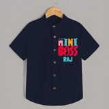 Upgrade Your Boys Wardrobe With Our "Mini Boss" Casual Shirts - NAVY BLUE - 0 - 6 Months Old (Chest 21")