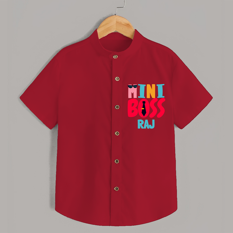Upgrade Your Boys Wardrobe With Our "Mini Boss" Casual Shirts - RED - 0 - 6 Months Old (Chest 21")