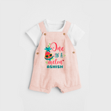 Let Your Kids Personality Shine With Our Collection of "One in a Melon" Customized Dungaree set - PEACH - 0 - 5 Months Old (Chest 18")