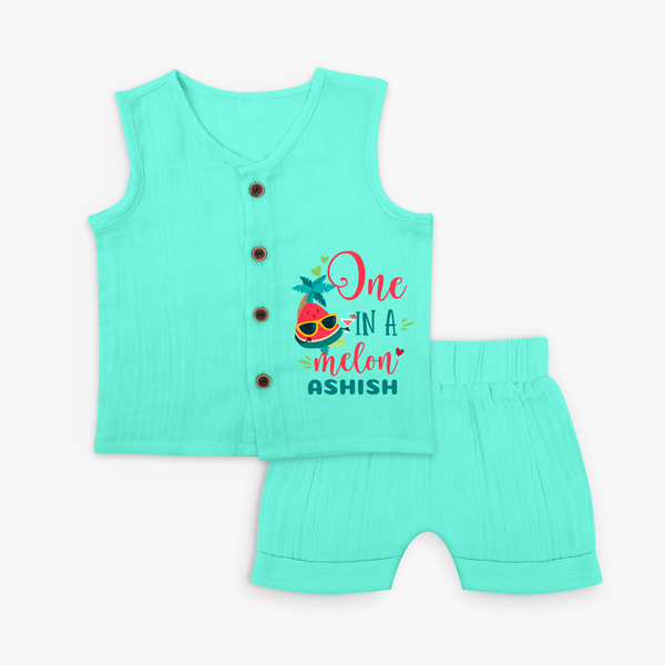 Let Your Kids Personality Shine With Our Collection of "One in a Melon" Customized Jabla set - AQUA GREEN - 0 - 3 Months Old (Chest 9.8")