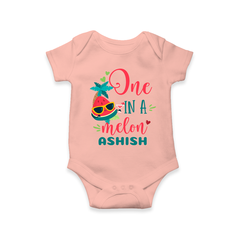 Let Your Kids Personality Shine With Our Collection of "One in a Melon" Customized Romper - PEACH - 0 - 3 Months Old (Chest 16")