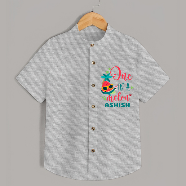 Let Your Kids Personality Shine With Our Collection of "One in a Melon" Casual Shirts - GREY MELANGE - 0 - 6 Months Old (Chest 21")