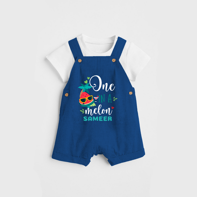 Let Your Kids Personality Shine With Our Collection of "One in a Melon" Customized Dungaree set - COBALT BLUE - 0 - 5 Months Old (Chest 18")