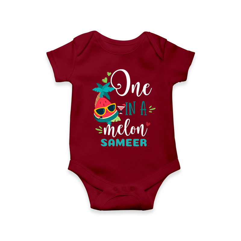 Let Your Kids Personality Shine With Our Collection of "One in a Melon" Customized Romper - MAROON - 0 - 3 Months Old (Chest 16")