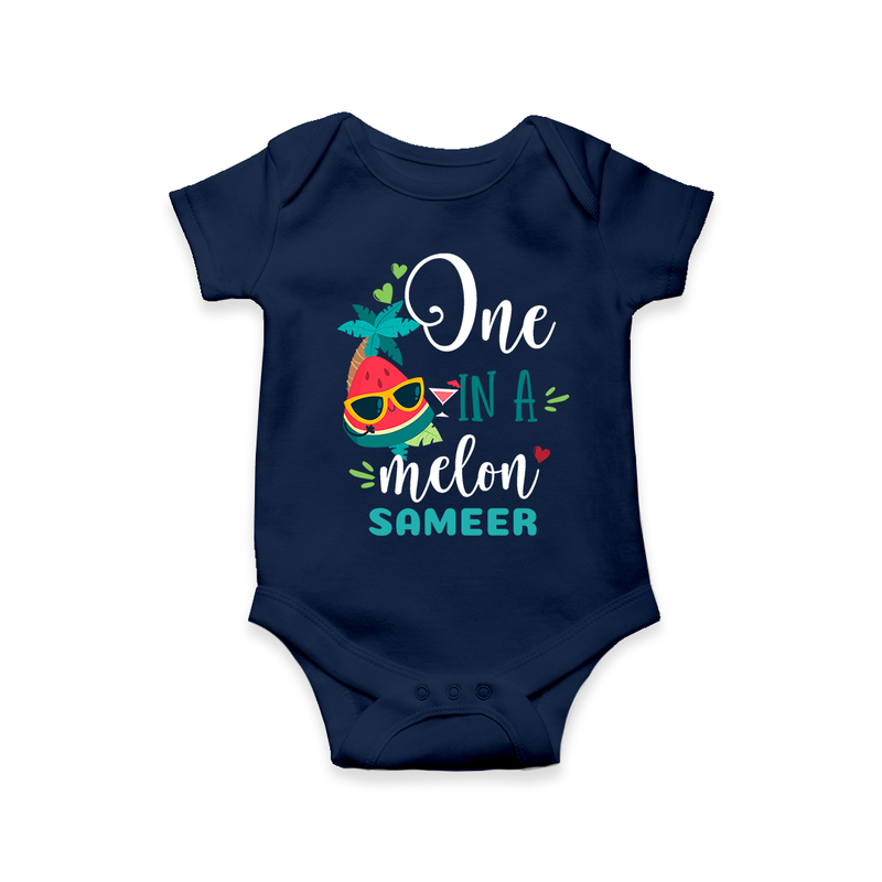 Let Your Kids Personality Shine With Our Collection of "One in a Melon" Customized Romper - NAVY BLUE - 0 - 3 Months Old (Chest 16")