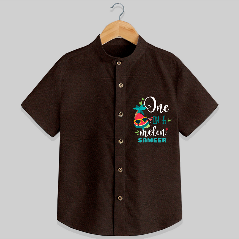 Let Your Kids Personality Shine With Our Collection of "One in a Melon" Casual Shirts - CHOCOLATE BROWN - 0 - 6 Months Old (Chest 21")