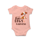 Elevate Your Sons Casual Wardrobe With Our "My Hero Has Paws" Romper - PEACH - 0 - 3 Months Old (Chest 16")