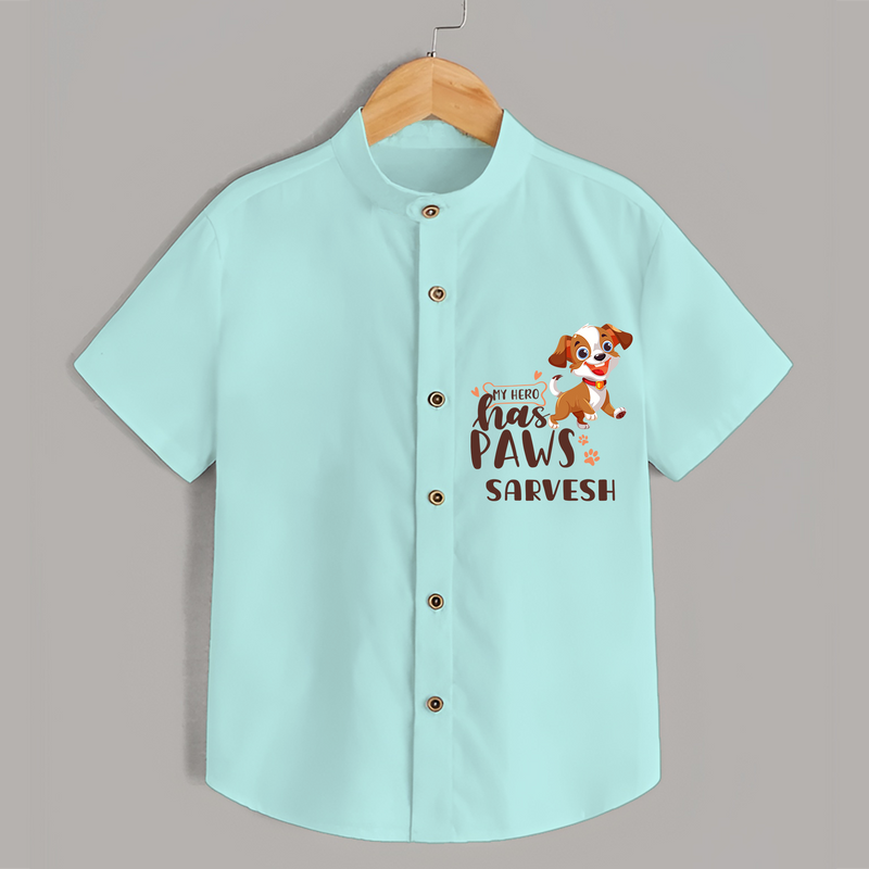 Elevate Your Sons Casual Wardrobe With Our "My Hero Has Paws" shirts - ARCTIC BLUE - 0 - 6 Months Old (Chest 21")