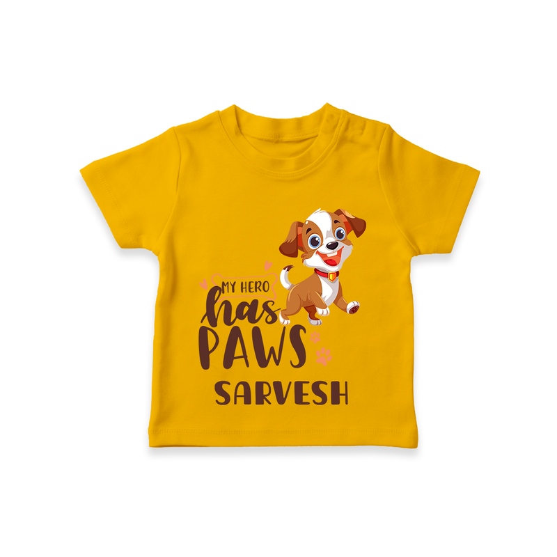 Elevate Your Sons Casual Wardrobe With Our "My Hero Has Paws" T-Shirts - CHROME YELLOW - 0 - 5 Months Old (Chest 17")