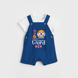 Let Your Kids Personality Shine With Our Collection of "Love is a Four Legged Word" Customized Dungaree set - COBALT BLUE - 0 - 5 Months Old (Chest 18")