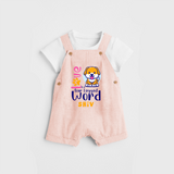 Let Your Kids Personality Shine With Our Collection of "Love is a Four Legged Word" Customized Dungaree set - PEACH - 0 - 5 Months Old (Chest 18")