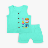 Let Your Kids Personality Shine With Our Collection of "Love is a Four Legged Word" Customized Jabla set - AQUA GREEN - 0 - 3 Months Old (Chest 9.8")