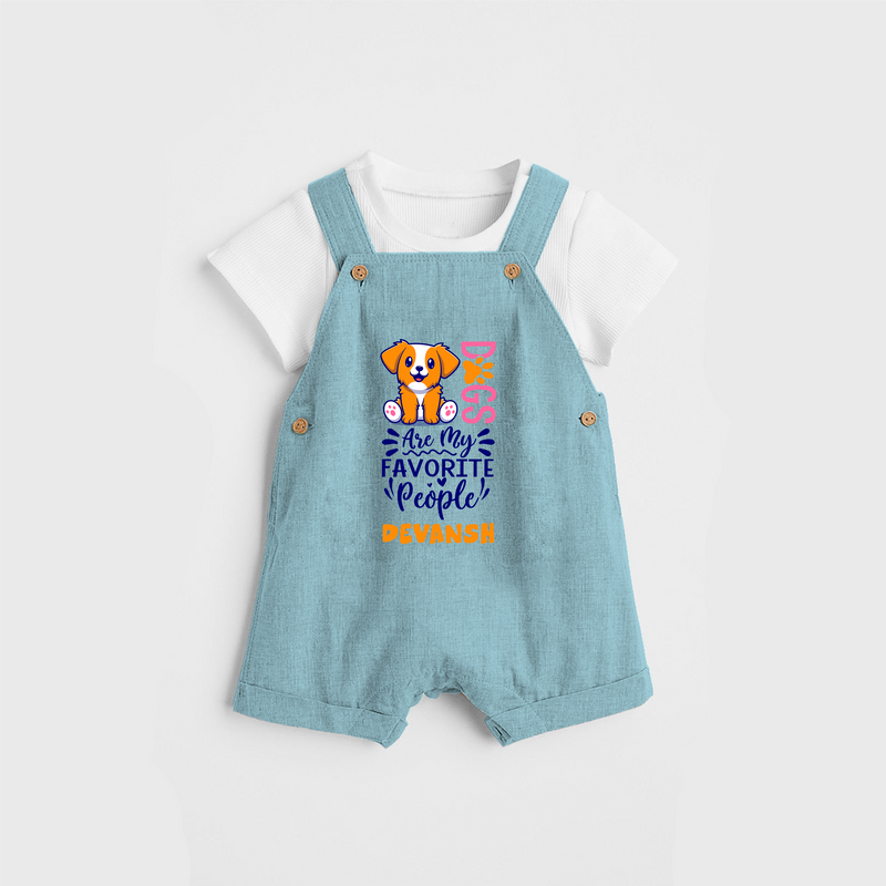 Keep it Playful And Stylish With Our Range of "Dogs Are My Favorite People" Customized Dungaree set - ARCTIC BLUE - 0 - 5 Months Old (Chest 18")