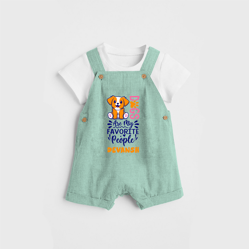 Keep it Playful And Stylish With Our Range of "Dogs Are My Favorite People" Customized Dungaree set - MINT GREEN - 0 - 5 Months Old (Chest 18")