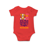 Keep it Playful And Stylish With Our Range of "Dogs Are My Favorite People" Customized Romper - RED - 0 - 3 Months Old (Chest 16")