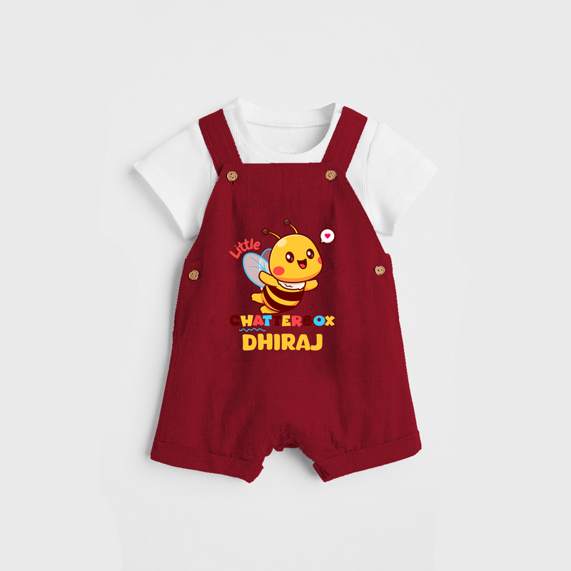 Transform Your Boys Look With The Addition of Our "Chatterbox " Customized Dungaree set - RED - 0 - 5 Months Old (Chest 18")