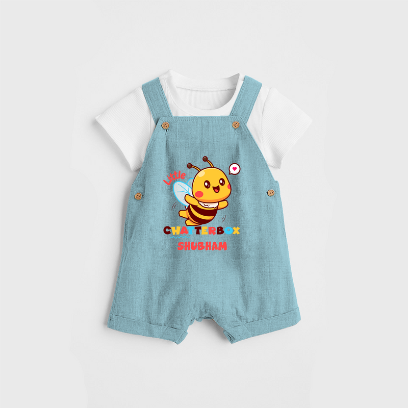 Transform Your Boys Look With The Addition of Our "Chatterbox " Customized Dungaree set - ARCTIC BLUE - 0 - 5 Months Old (Chest 18")