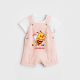 Transform Your Boys Look With The Addition of Our "Chatterbox " Customized Dungaree set - PEACH - 0 - 5 Months Old (Chest 18")