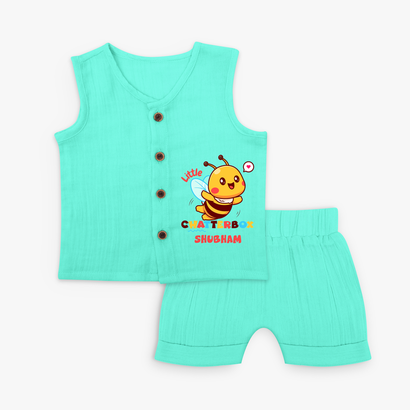 Transform Your Boys Look With The Addition of Our "Chatterbox " Customized Jabla set - AQUA GREEN - 0 - 3 Months Old (Chest 9.8")